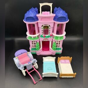 Fisher Price Loving Family Sweet Streets Pink Townhouse, Carriage, & Furniture